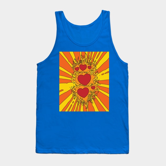 Flames Burning Heart On Fire Tank Top by flofin